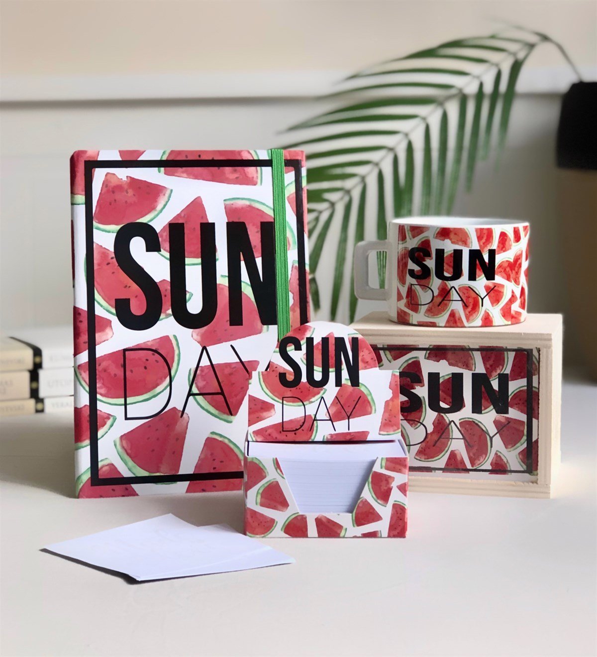 Sun Day Karpuz Tasarımlı Defter Kutulu Kupa Ve NotlukGiftmodaSun-Day-Defter-Kutulu-Kupa-Notluk