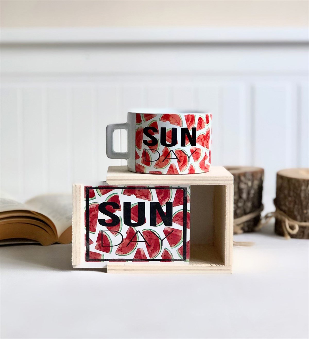 Sun Day Karpuz Tasarımlı Defter Kutulu Kupa Ve NotlukGiftmodaSun-Day-Defter-Kutulu-Kupa-Notluk