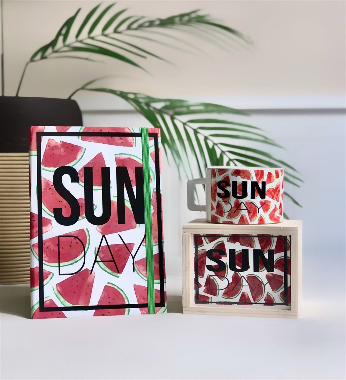 Sun Day Karpuz Tasarımlı Defter Kutulu Kupa Ve NotlukGiftmodaSun-Day-Defter-Kutulu-Kupa-Notluk