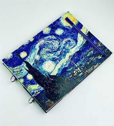 Tasarım Van Gogh Yıldızlı Geceler Albüm ve Ahşap Kutusunda Kupa Bardak