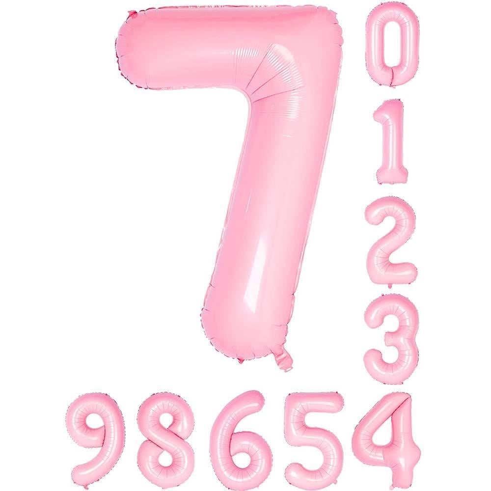 7 Yedi Rakam Pembe Folyo Balon 34" Inc 76 cm