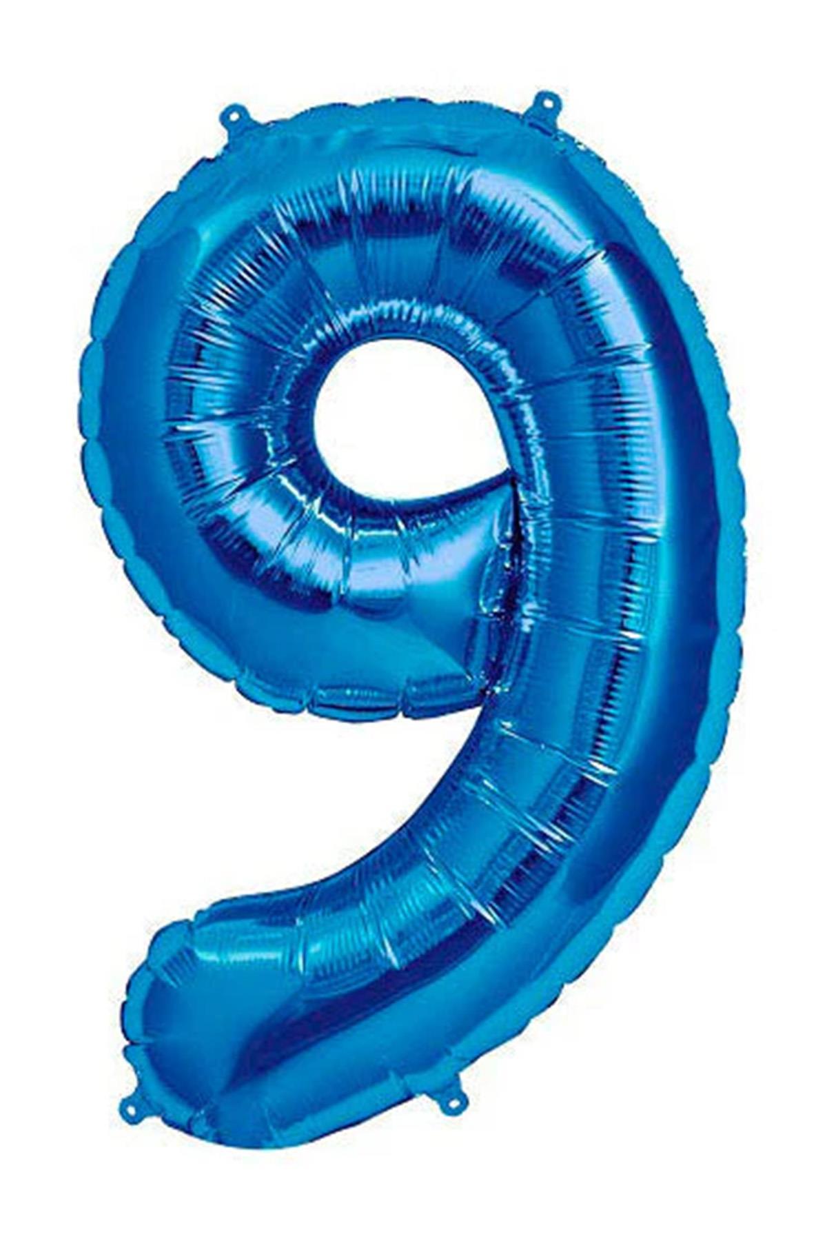 9 Rakam Mavi Folyo Balon 34 inç 76-82 cm
