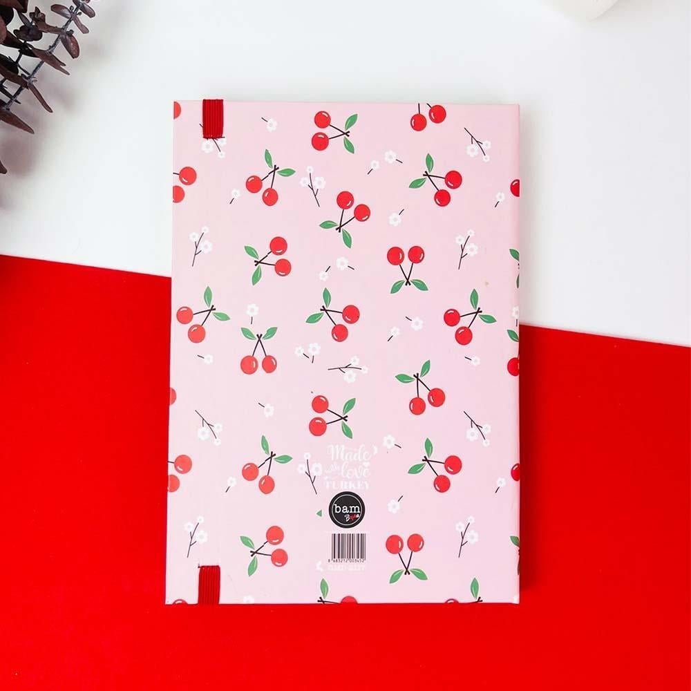 Cherry Tasarımlı Lastikli Çizgisiz Defter