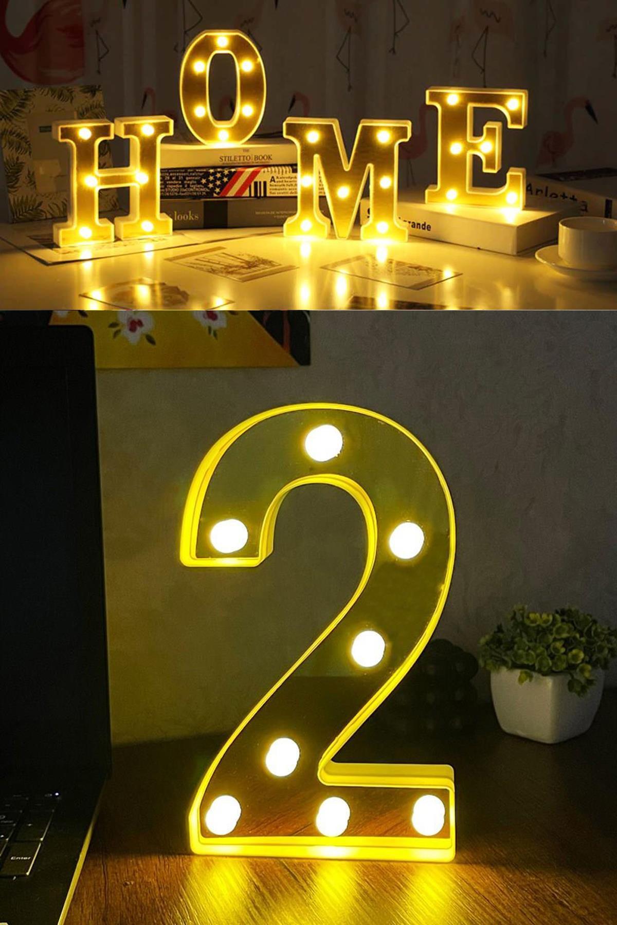 Dekoratif Led Işıklı 3D 2 Rakamı Büyük Boy Organizasyon Doğum Günü Kutlama