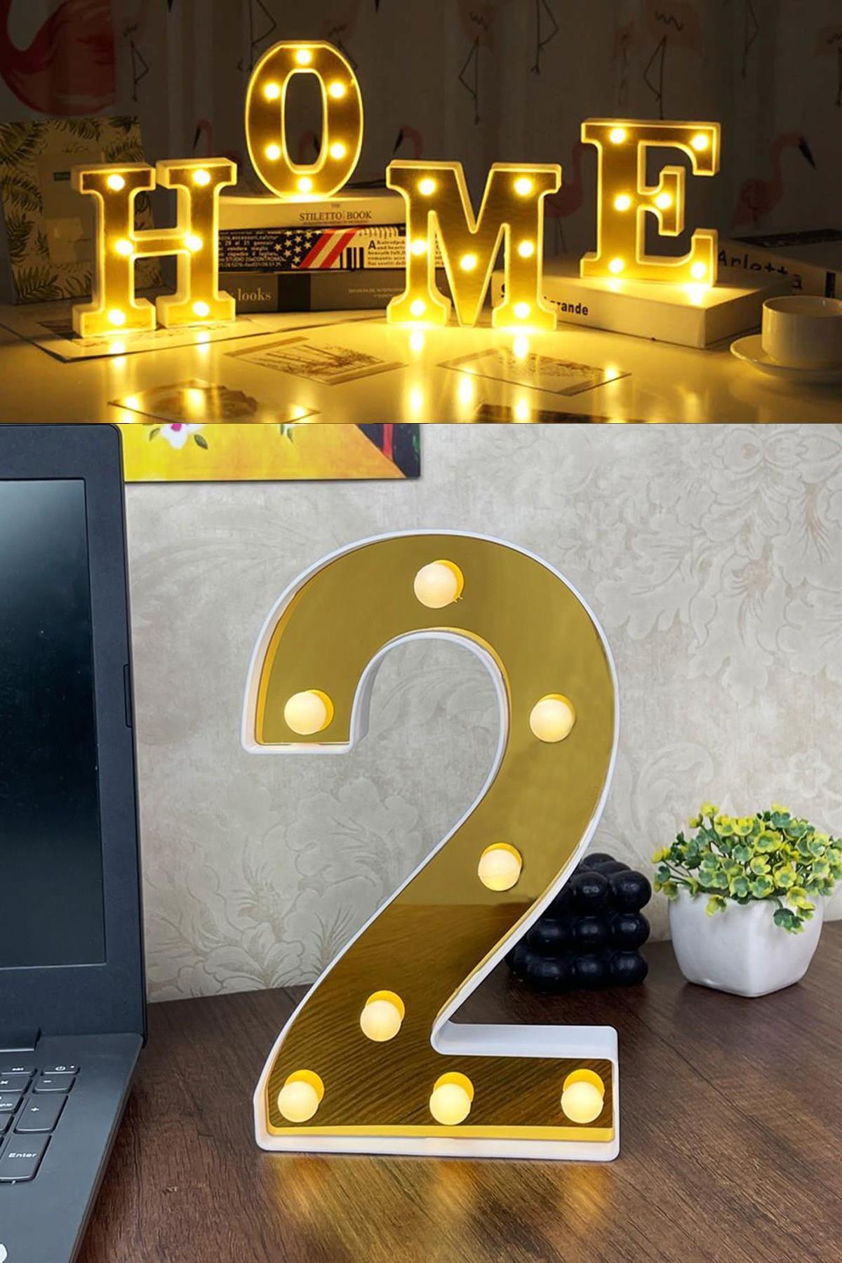 Dekoratif Led Işıklı 3D 2 Rakamı Büyük Boy Organizasyon Doğum Günü Kutlama