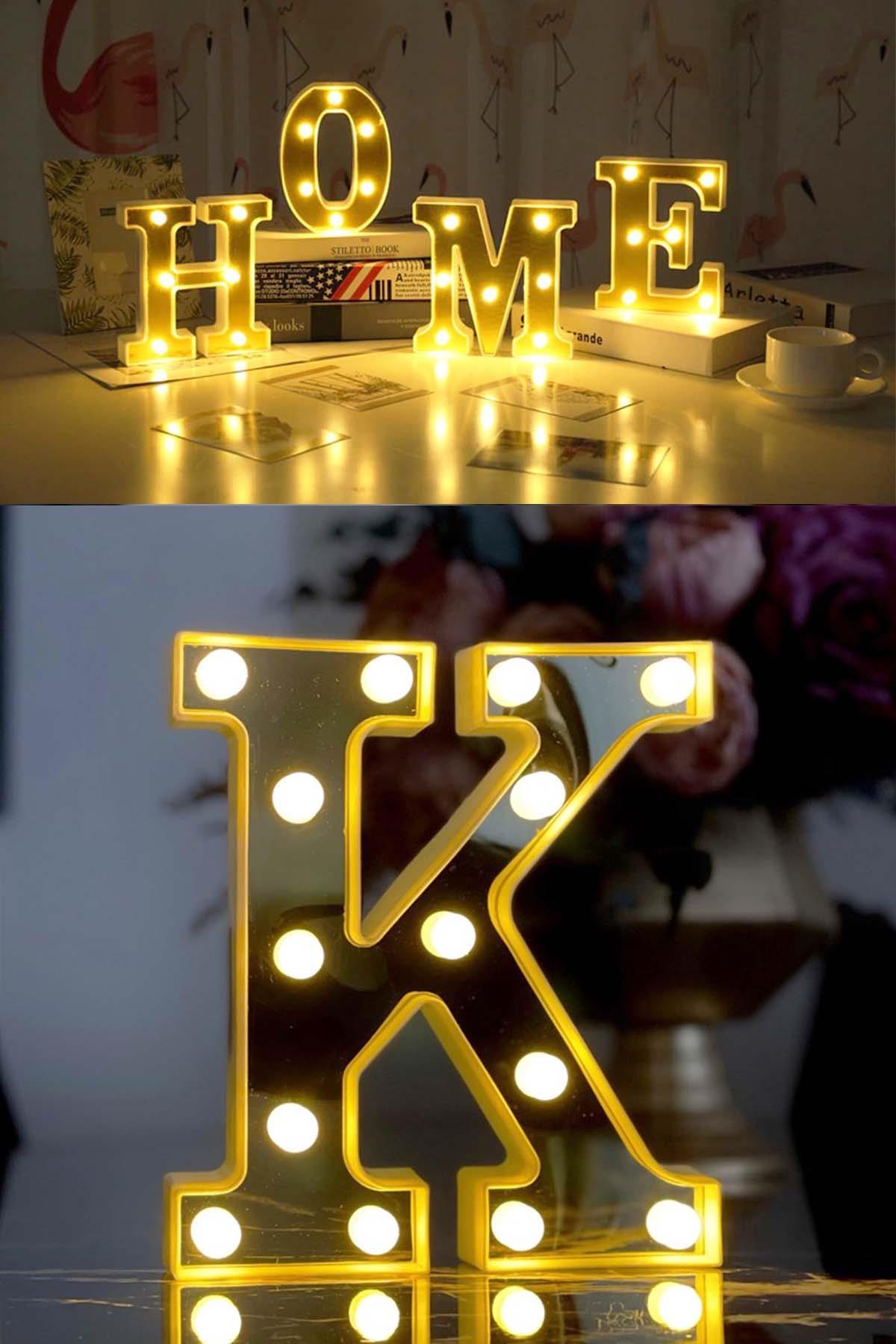 Dekoratif Led Işıklı 3D K Harfi Büyük Boy Organizasyon Doğum Günü Kutlama