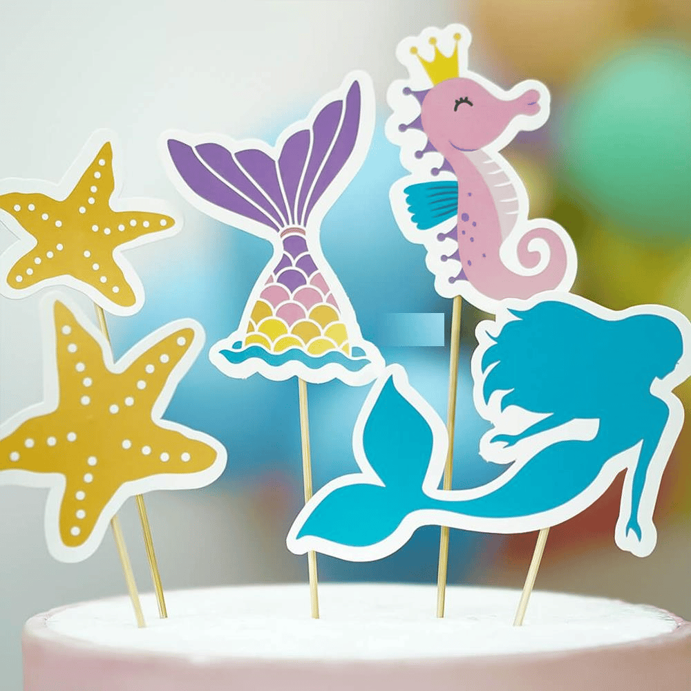 Deniz Kızı Tema Cake Topper 5 Parça