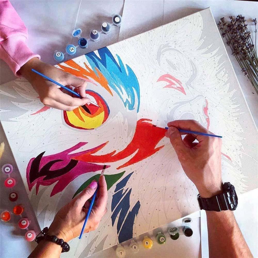 Gizemli Orman ve Geyik Sayılarla Boyama Çerçeveli Hobi Seti 60x75 cm