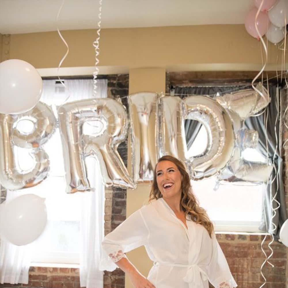 Gümüş Renkli Bride 36 cm Folyo Balon Seti