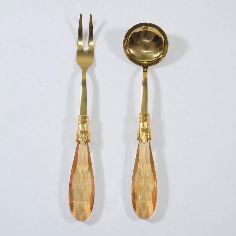 Diamond 2 Parça Et Çatalı ve Sos Kepçesi Seti Amber Titanyum - Çamlıca Home