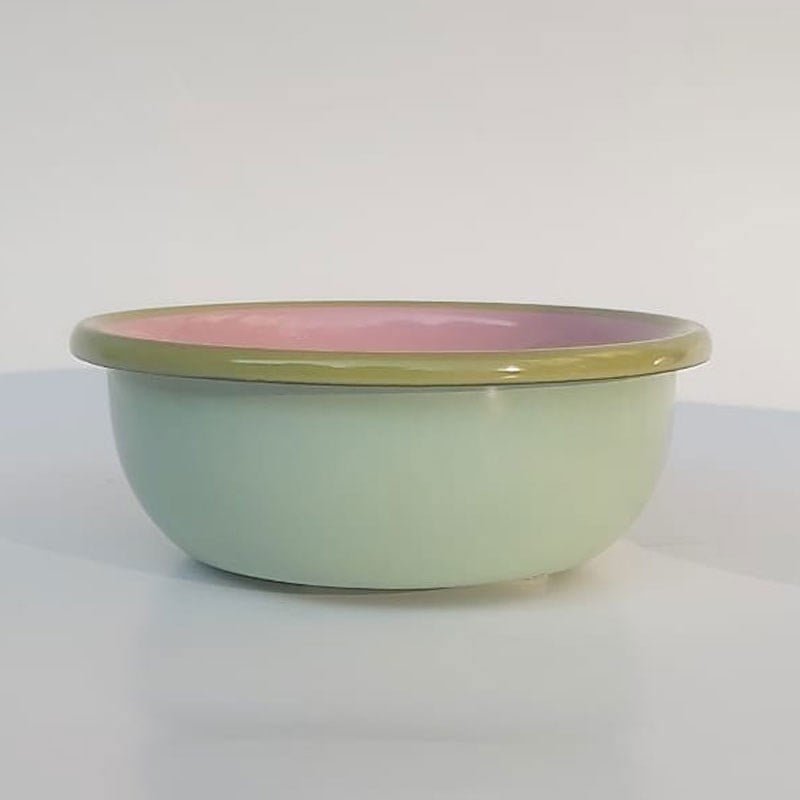 Emaye 12 cm Kase Nil Yeşili İç Pembe - Emayeci