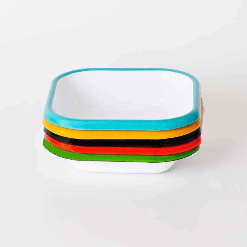 Emaye Kare Mini Meze Tabağı Kırmızı 11 cm - Emayeci