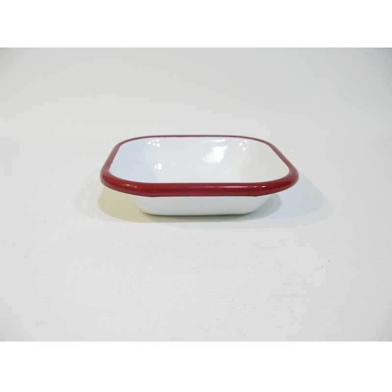 Emaye Kare Mini Meze Tabağı Kırmızı 11 cm