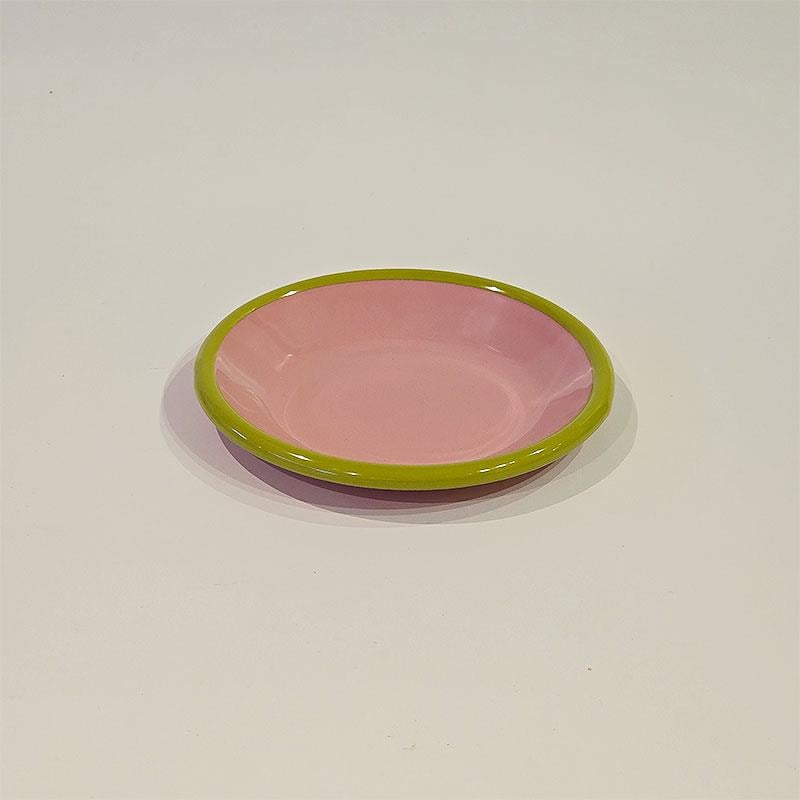 Emaye Tabak 12 cm G.Kurusu Kordon F.Yeşil - fıstık-yeşili-kordonlu-gül-kurusu-emaye-tabak-12-cm