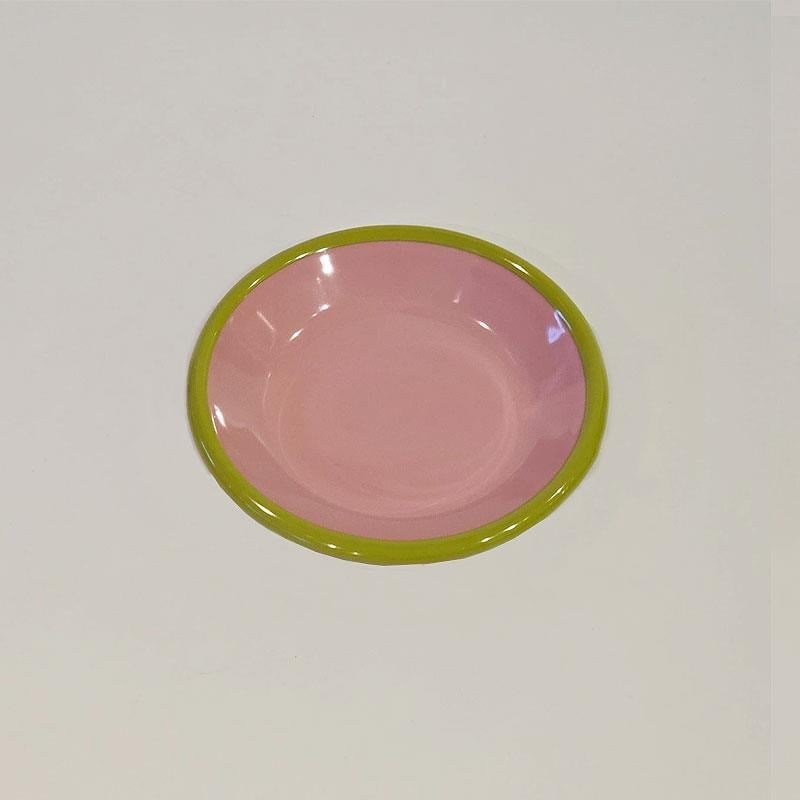 Emaye Tabak 12 cm G.Kurusu Kordon F.Yeşil - gül-kurusu-12-cm-emaye-tabak-fıstık-yeşili-kordonlu