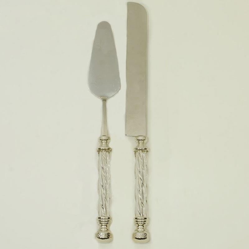 Kristal 2 Parça Pasta Servis Seti Gümüş - Çamlıca Home