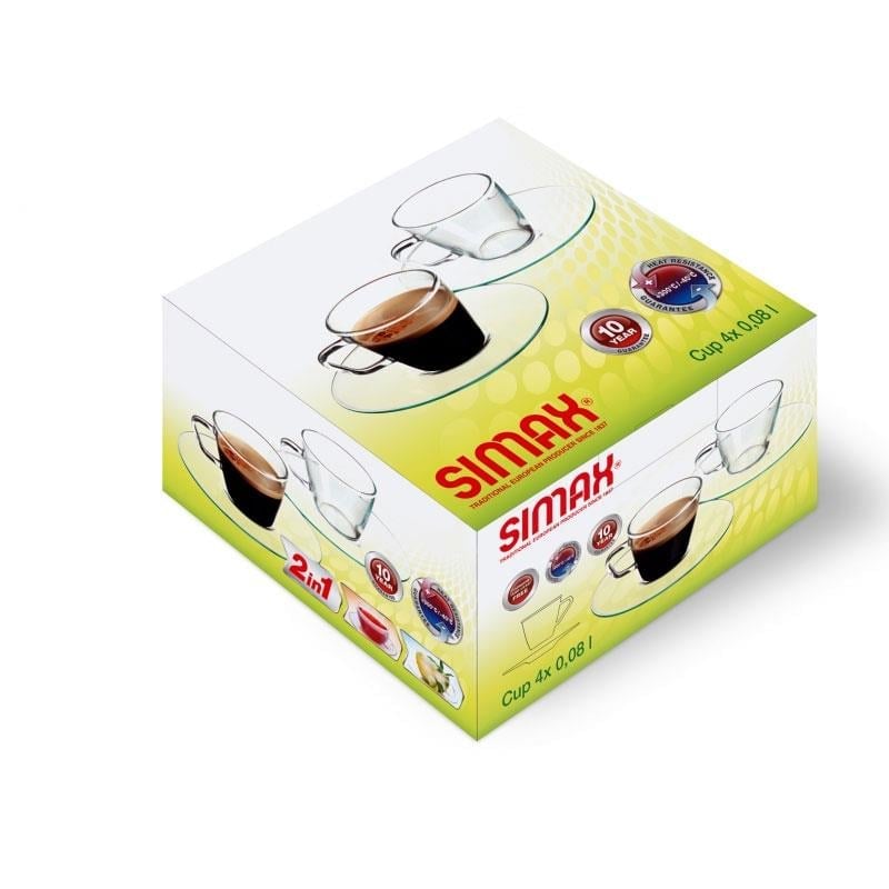 Simax 2682 4'lü Cam Kahve Fincanı 0,80 ml - Simax