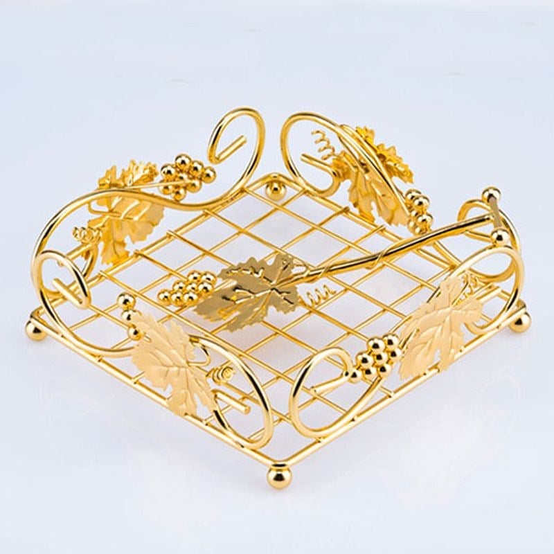 Üzüm Dekorlu Gold Peçetelik 19 cm