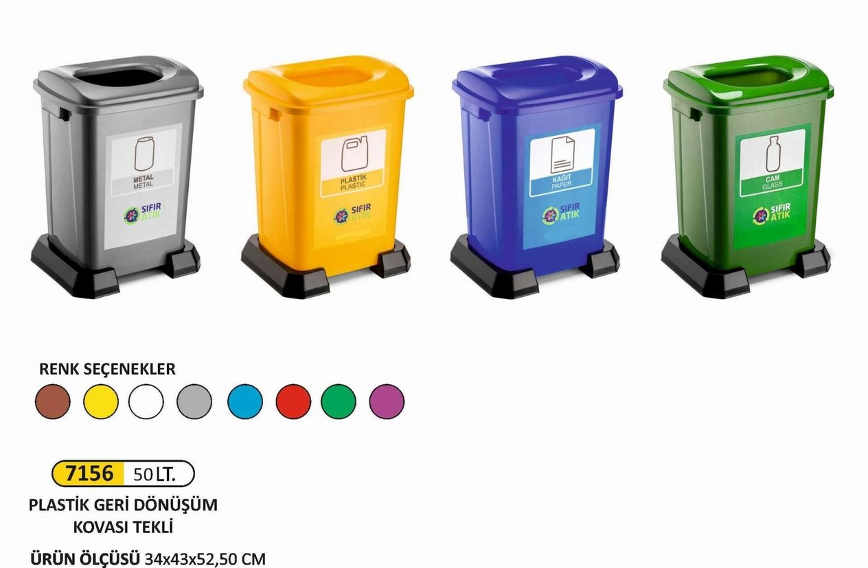 TEKLİ 50 LT PLASTİK GERİ DÖNÜŞÜ KOVASI 