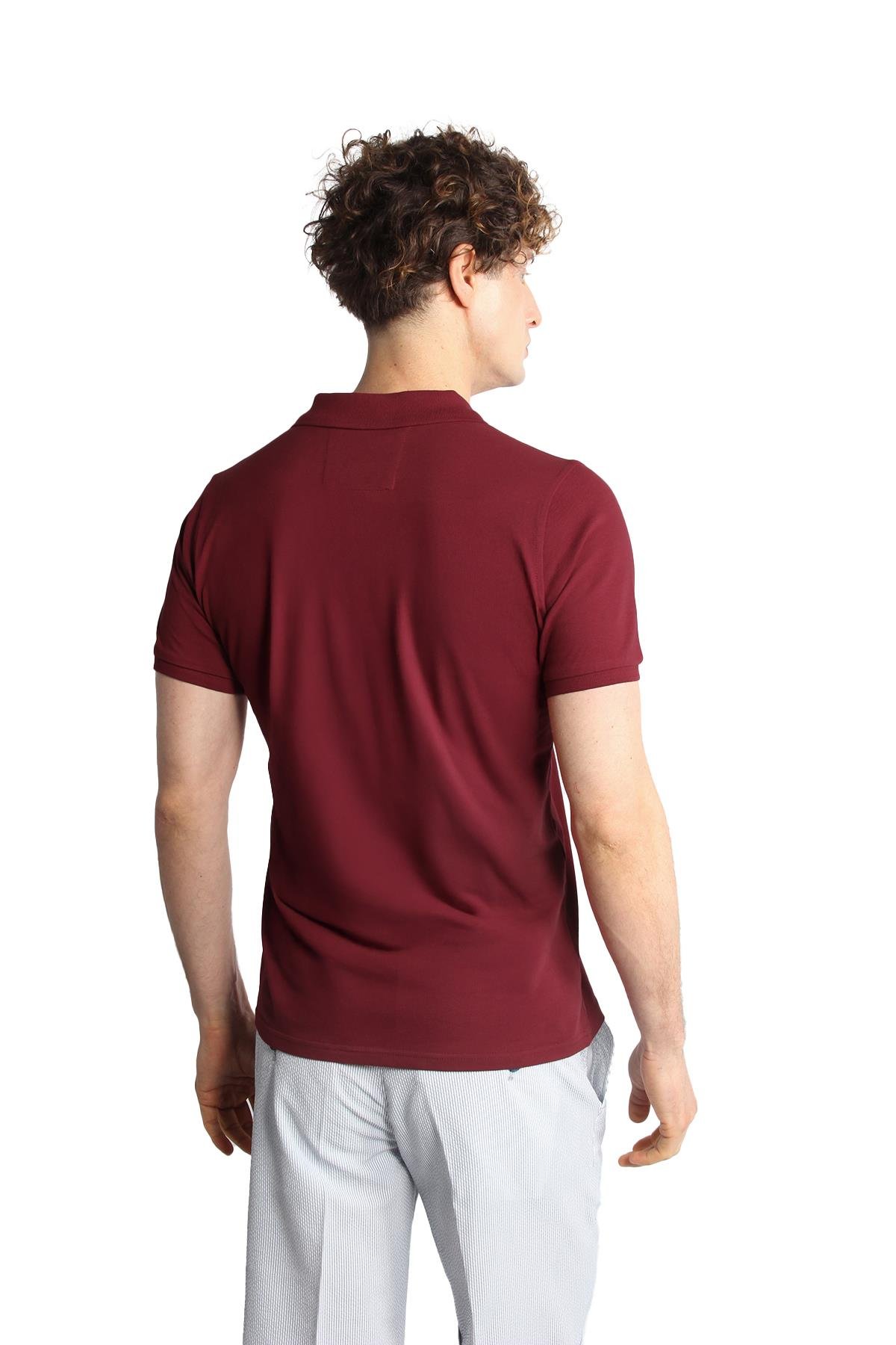 ERKEK BORDO MODERNFİT / DAR KALIP POLO YAKA TİŞÖRT