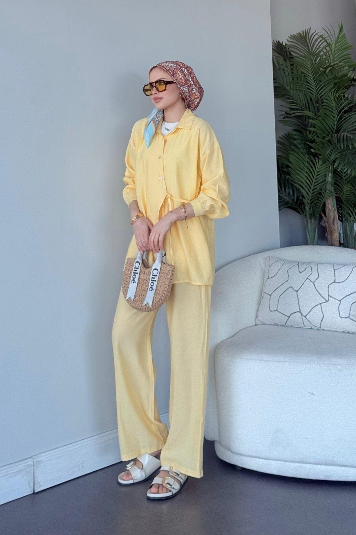 Müslin Takım Sarı, Fiyatları Müslin Takım Sarı- Haza Moda