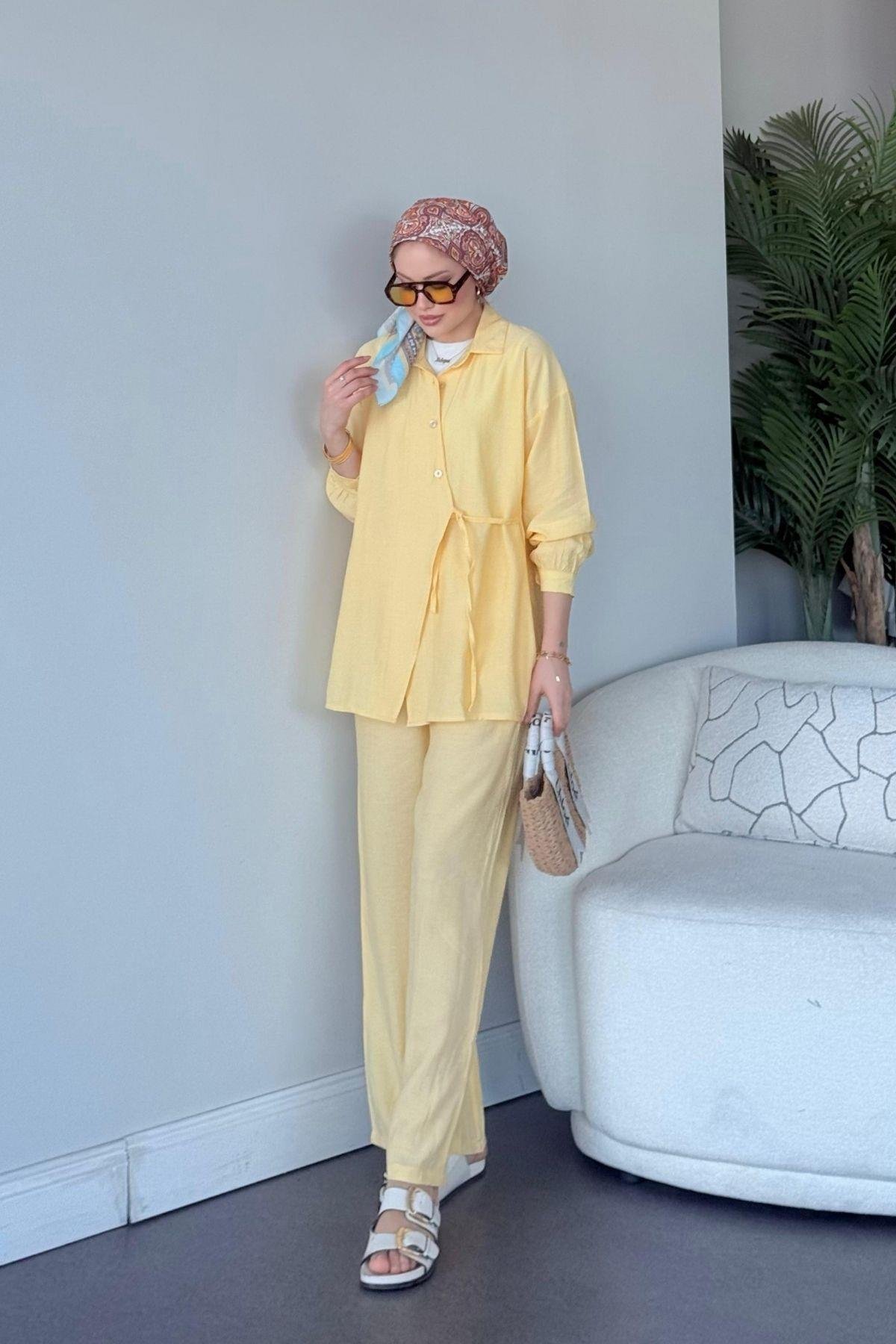Müslin Takım Sarı, Fiyatları Müslin Takım Sarı- Haza Moda