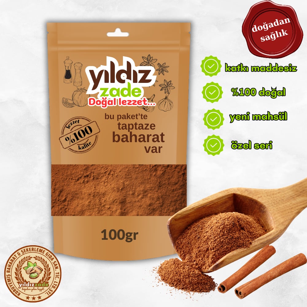yıldızzade tarçın toz yeni mahsül 100gr
