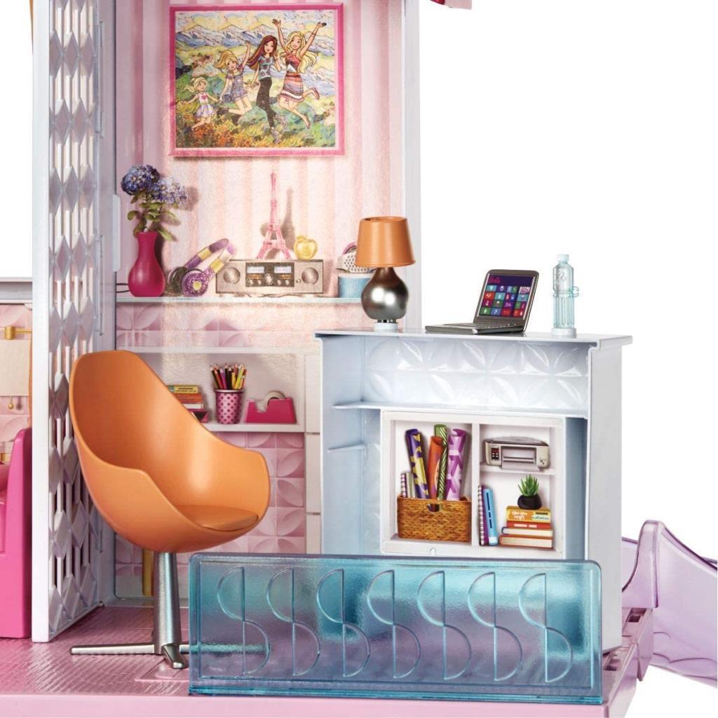 barbieBarbie'nin Üç Katlı Rüya Evi ve Aksesuarları Oyun Seti, Havuzlu, Kaydıraklı, Asansörlü Bebek Evi FHY73