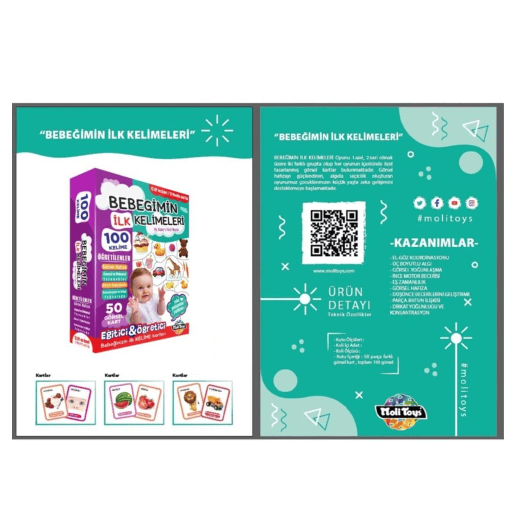 Moli ToysMoli Toys Bebeğimin İlk 100 Kelime Kartları 8681511001575