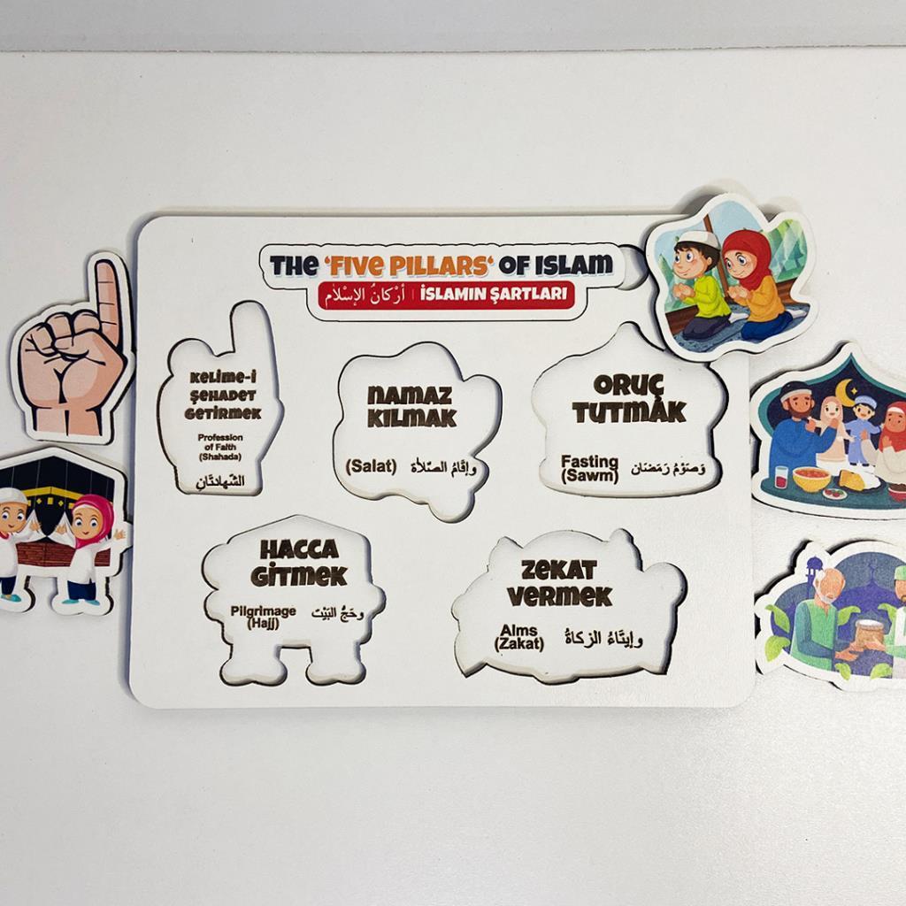 Moon BeaversMoon Beavers İslamın Şartlarını Öğreniyorum Ahşap Puzzle 83018,Islami Eğitici Öğretici Geliştirici Ahşap Sağlıklı Oyuncak