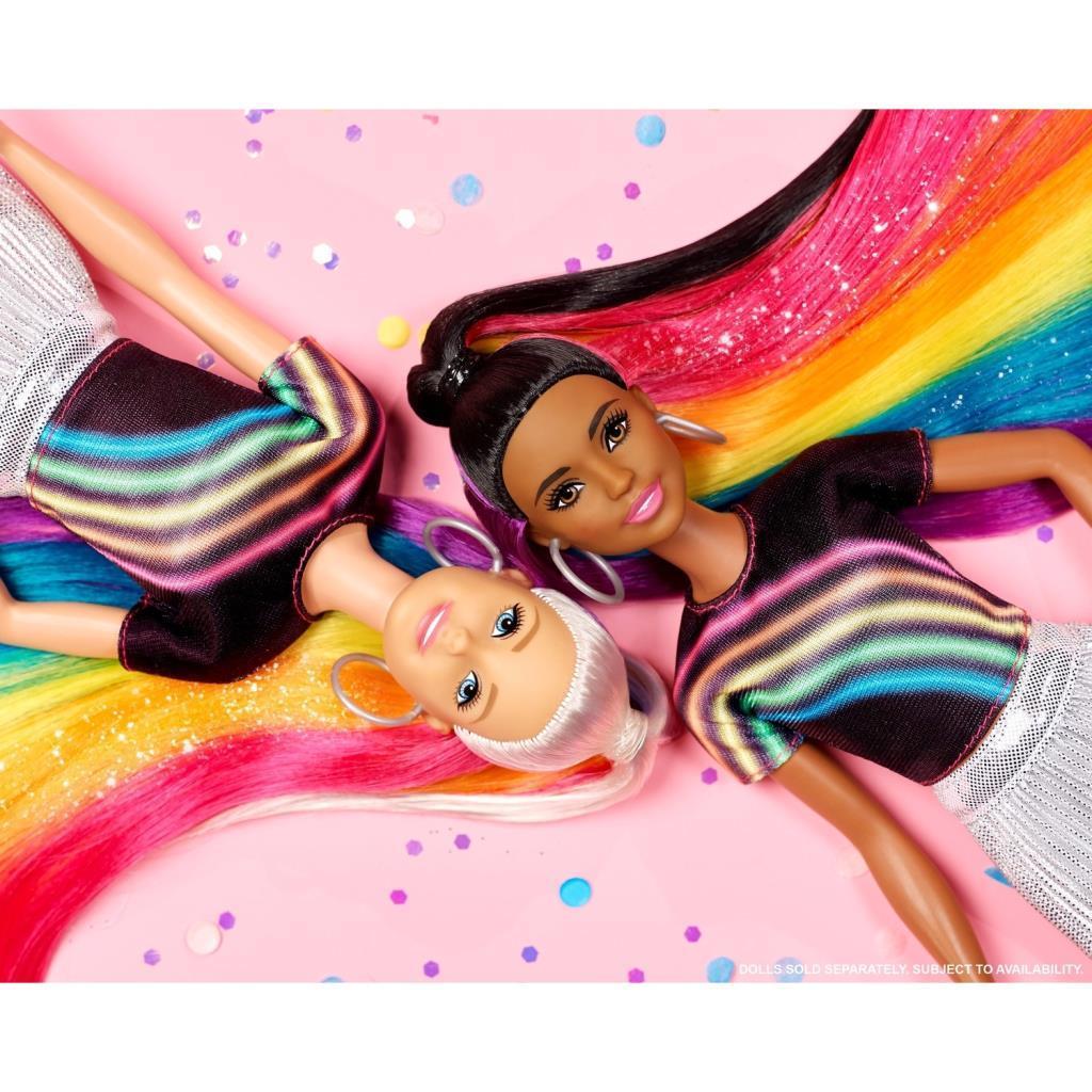 barbieBarbie Gökkuşağı Renkli Saçlar Bebeği, Ekstra Uzun Saçlara ve Saç Aksesuarlarına Sahip FXN96