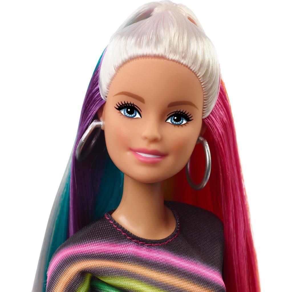 barbieBarbie Gökkuşağı Renkli Saçlar Bebeği, Ekstra Uzun Saçlara ve Saç Aksesuarlarına Sahip FXN96