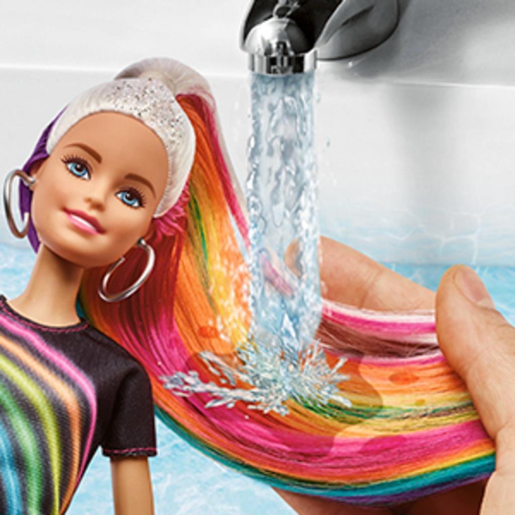 barbieBarbie Gökkuşağı Renkli Saçlar Bebeği, Ekstra Uzun Saçlara ve Saç Aksesuarlarına Sahip FXN96