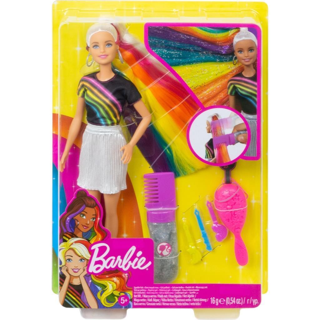 barbieBarbie Gökkuşağı Renkli Saçlar Bebeği, Ekstra Uzun Saçlara ve Saç Aksesuarlarına Sahip FXN96