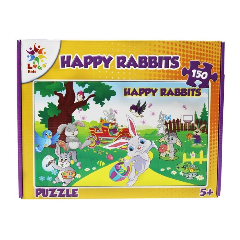 LaçoLaço Kids - Mutlu Tavşan Puzzle Oyunu- HAPPY RABBITS 27x40 cm 130 Parça LC15002