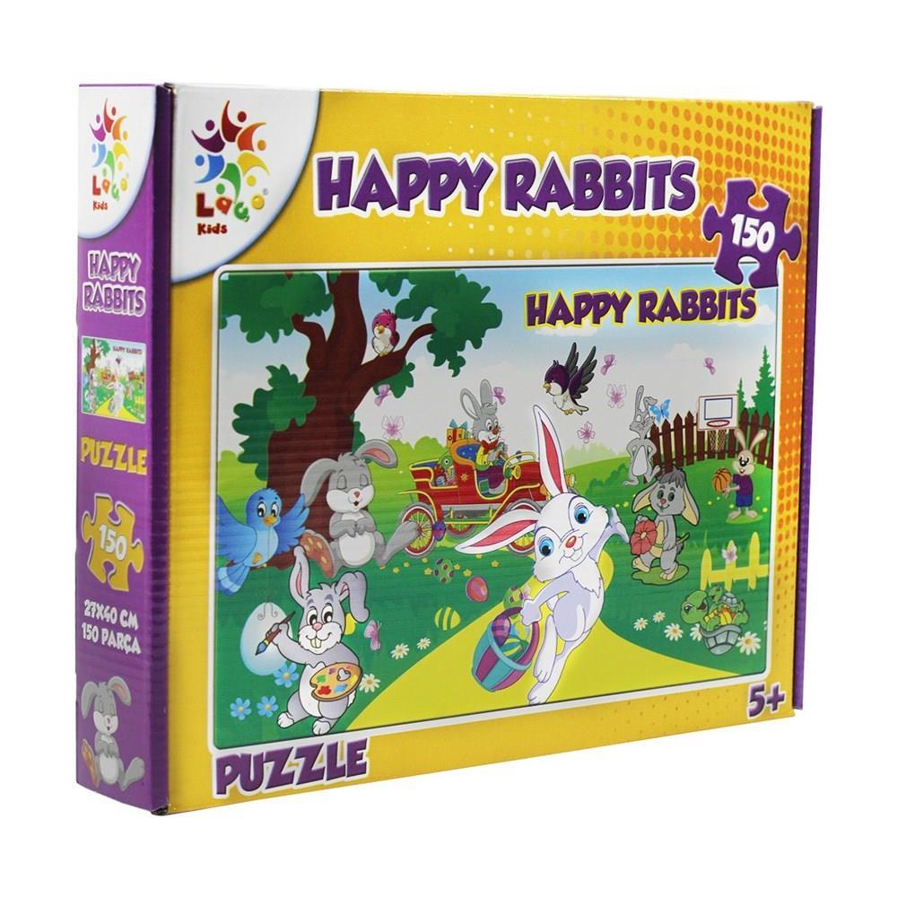 LaçoLaço Kids - Mutlu Tavşan Puzzle Oyunu- HAPPY RABBITS 27x40 cm 130 Parça LC15002