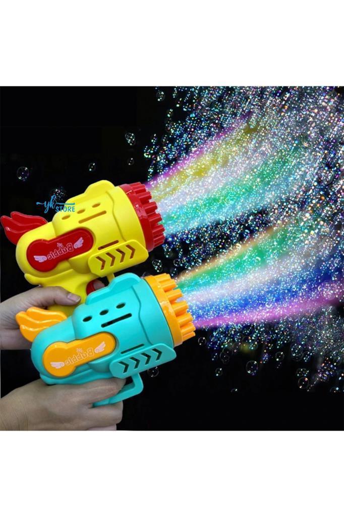 CAN OYUNCAKCan Oyuncak Pilli Köpük Atan Tabanca CN0138, Işıklı Pilli Köpük Baloncuk Tabancası Süper Bubble Gun