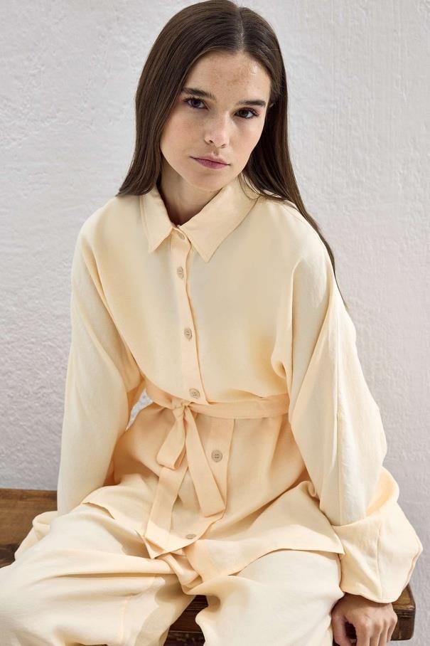 Basic Oversize Pantolon Takım - Krem