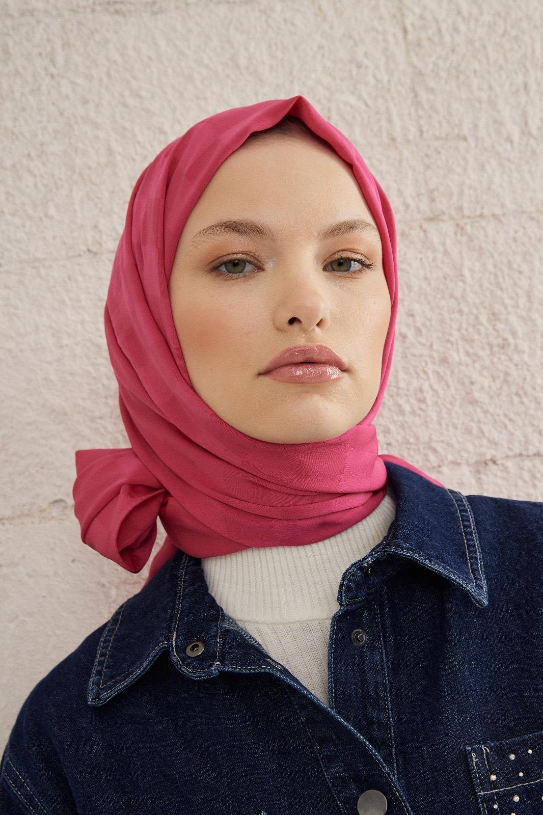 Capri Işıltılı Dama Şal - Fuşya