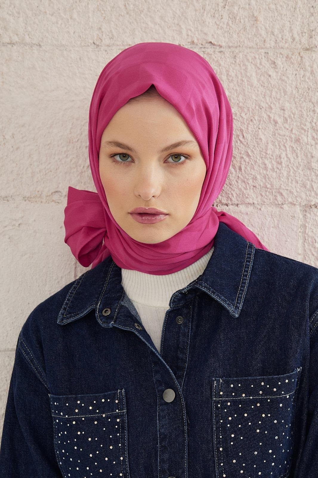 Capri Işıltılı Dama Şal - Fuşya