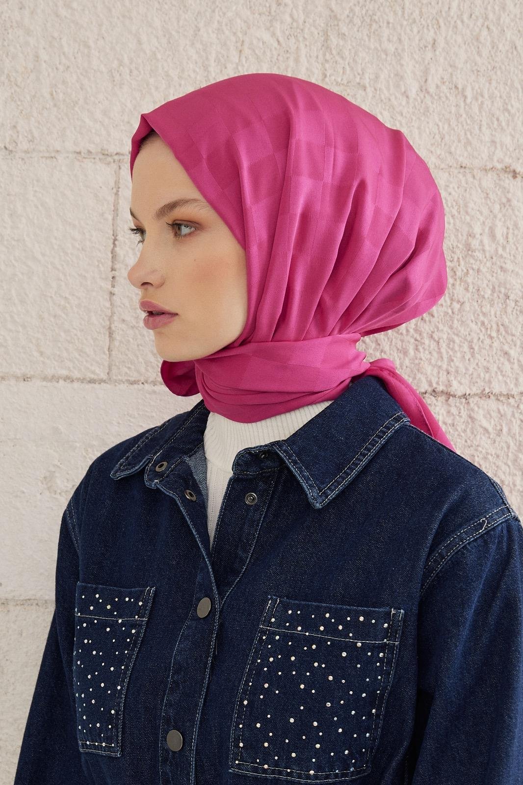 Capri Işıltılı Dama Şal - Fuşya