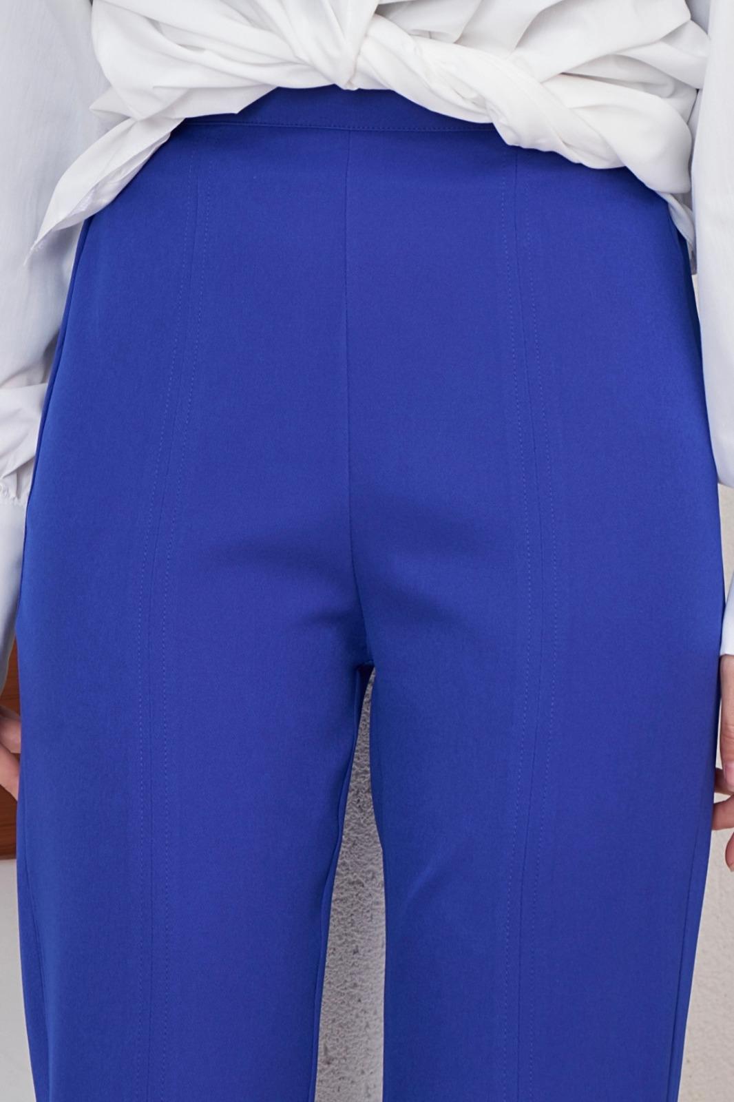 Crop Yırtmaçlı Double Pantolon - İndigo
