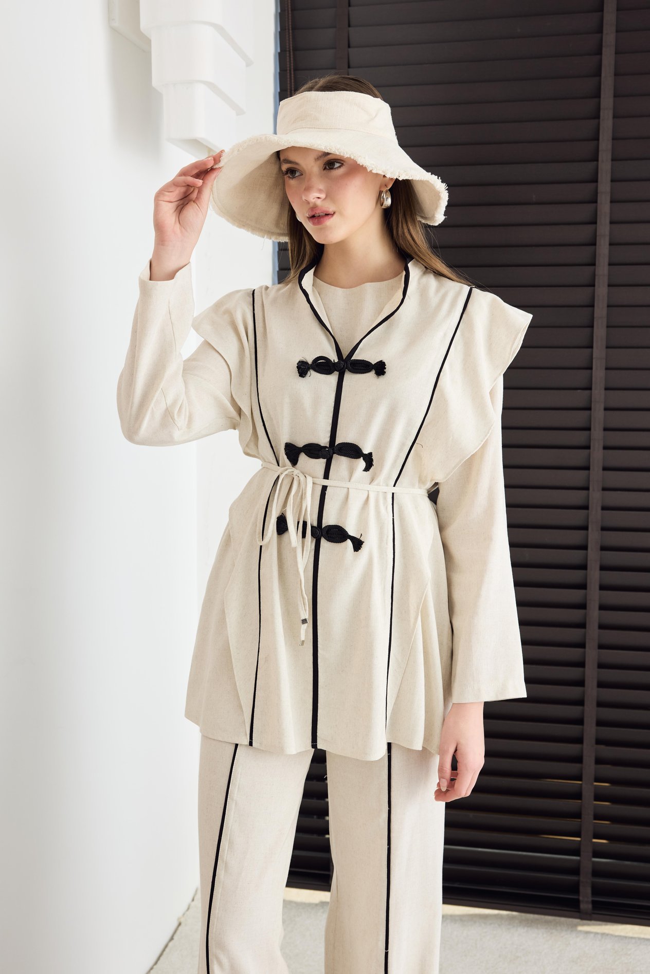 Ellery Ara Biyeli Keten Takım - Naturel