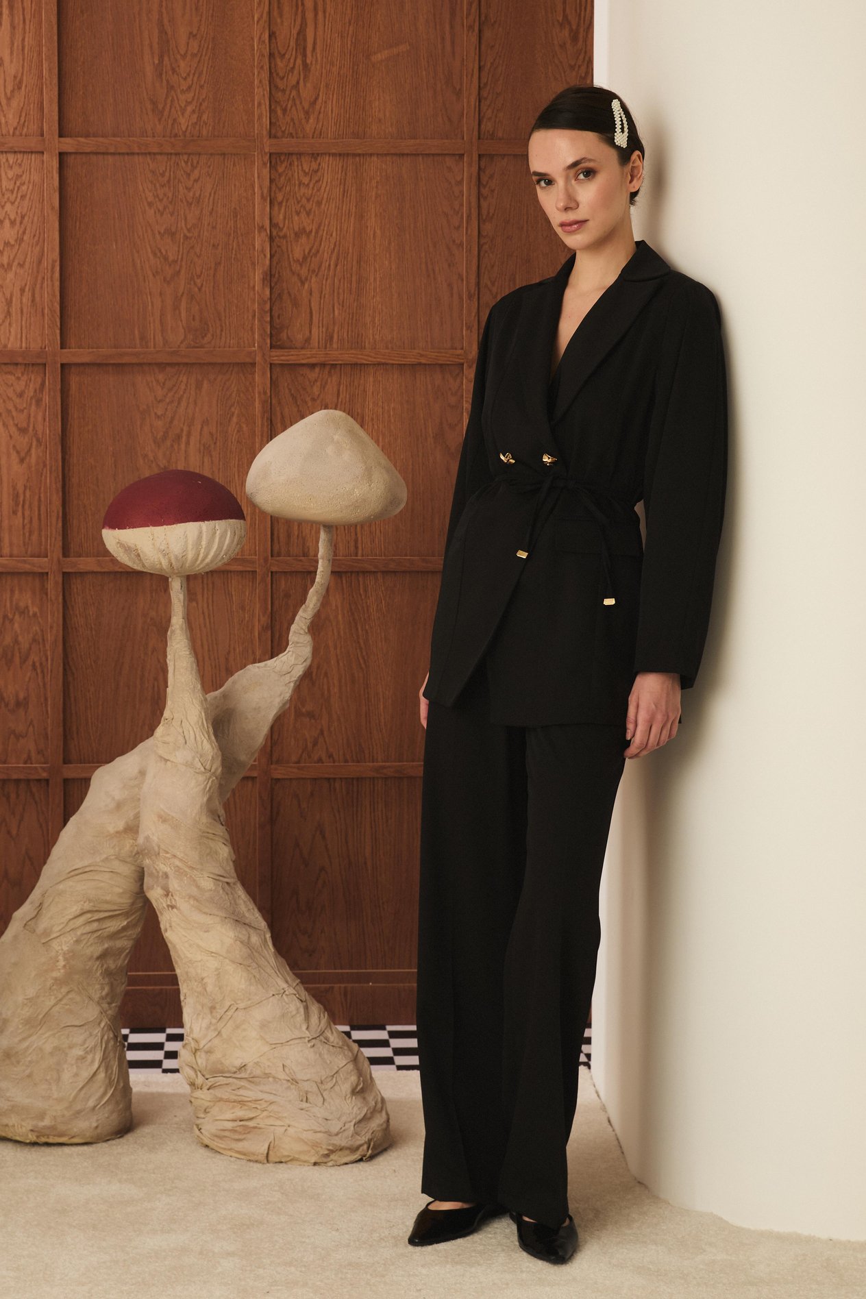 Gigi Belden Oturtmalı Blazer Ceket Takım - Siyah