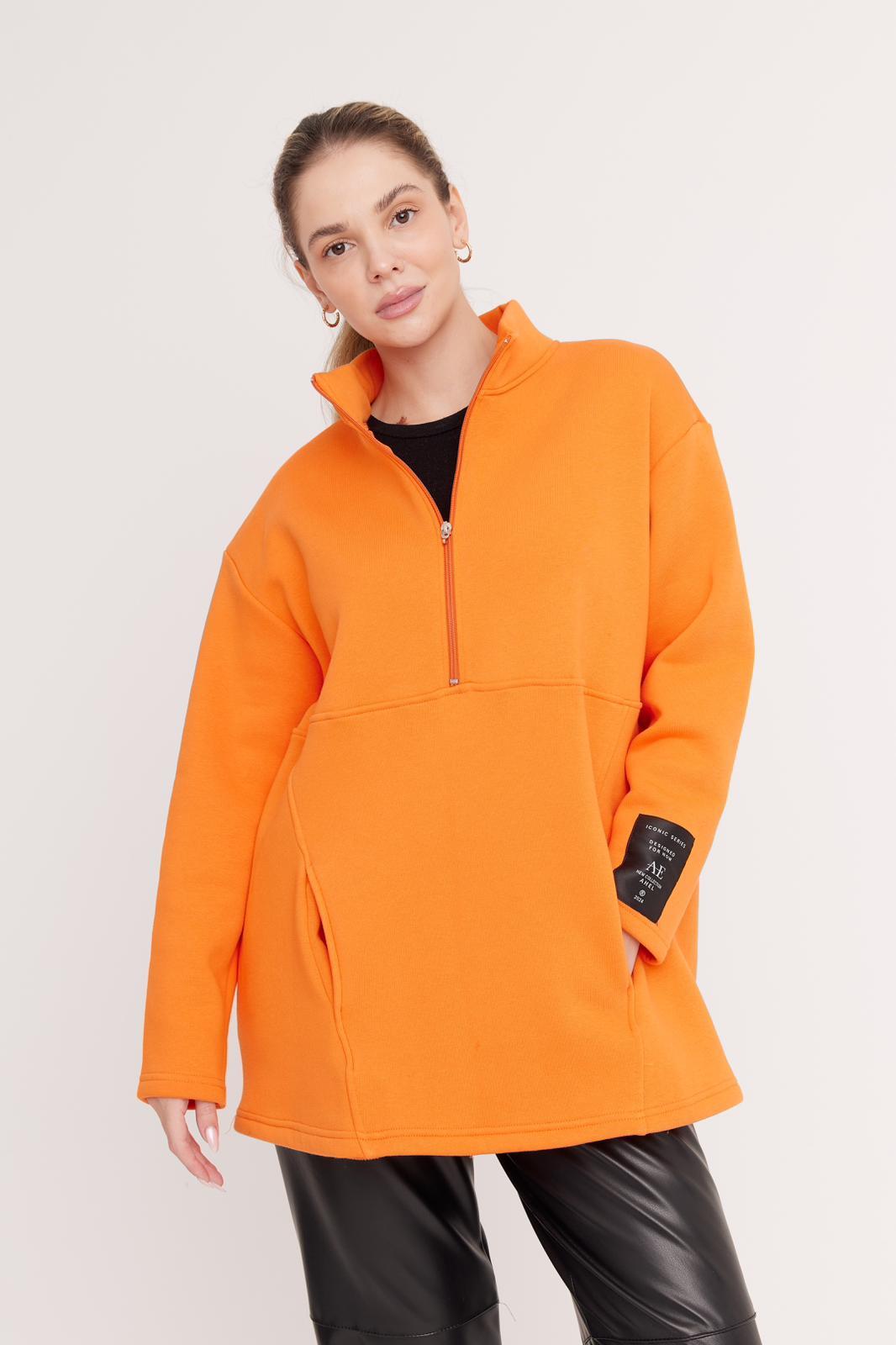Harper Fermuarlı Sweatshirt - Orange