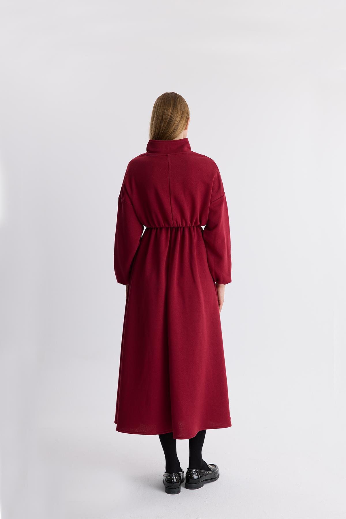 Haven Çıtçıtlı Sweat Elbise - Bordo