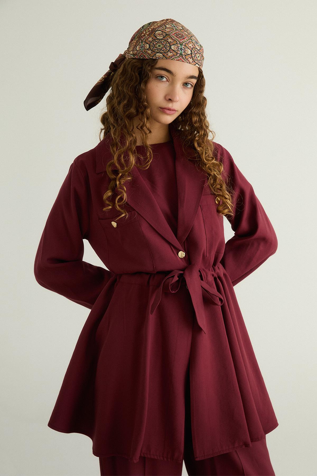 Holly Cepli Ceket Takım - Bordo