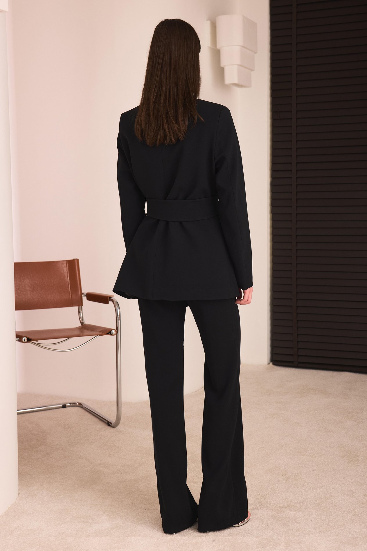 Kemerli Blazer Pantolon Takım - Siyah