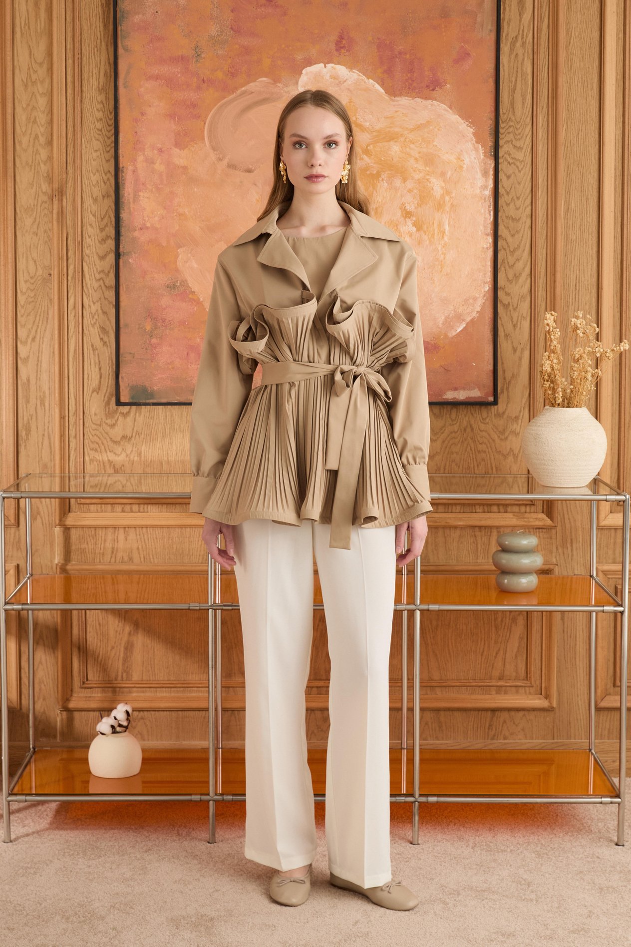 Lofts Piliseli Grenli Premium Ceket - Camel