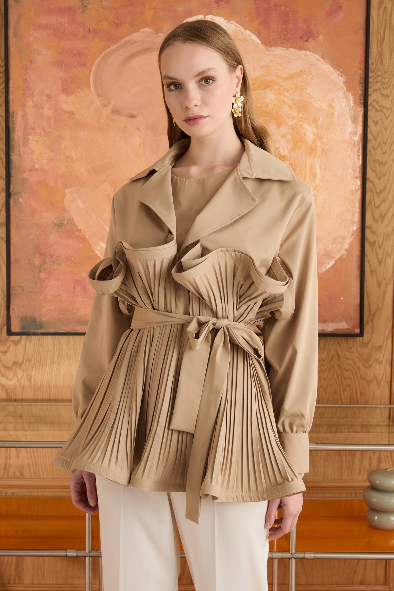 Lofts Piliseli Grenli Premium Ceket - Camel